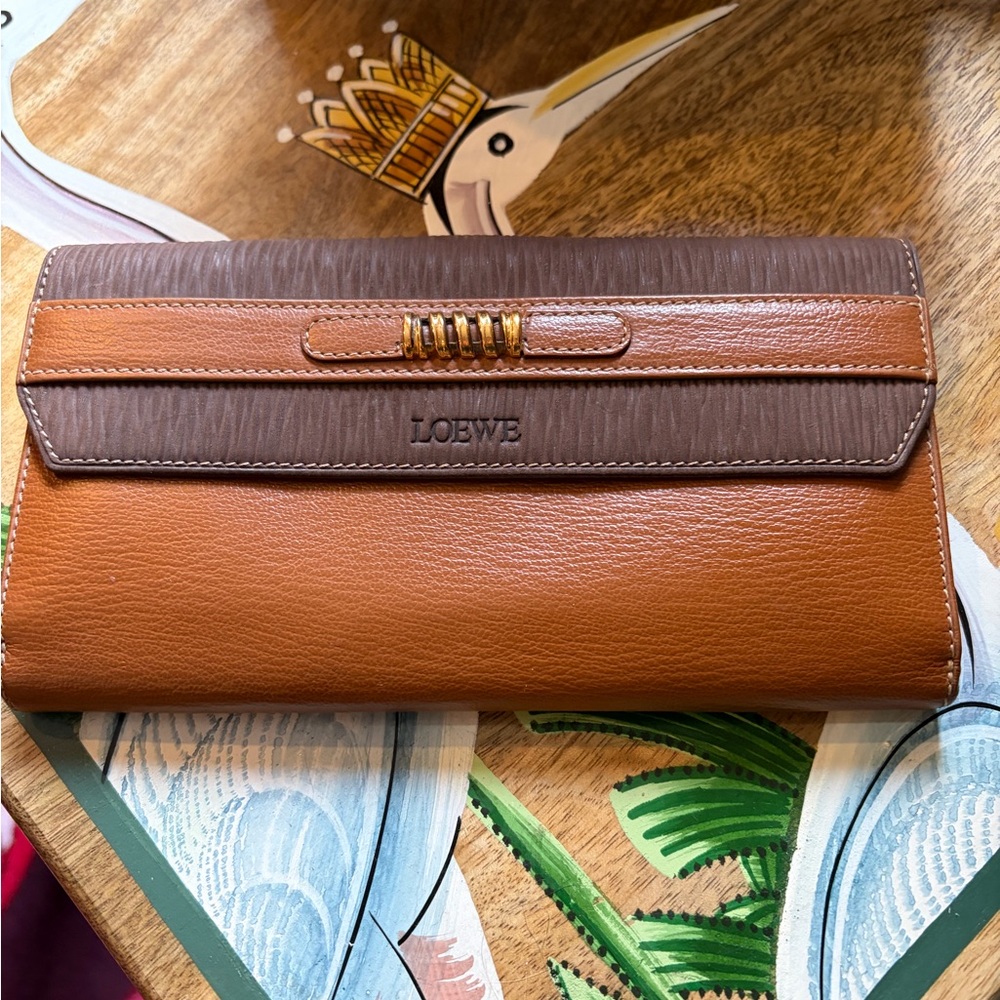 LOEWE Velazquez Embossed Leather Long Wallet Mini Wallet BEAUTIFUL! W/Chain - Picture 3 of 17